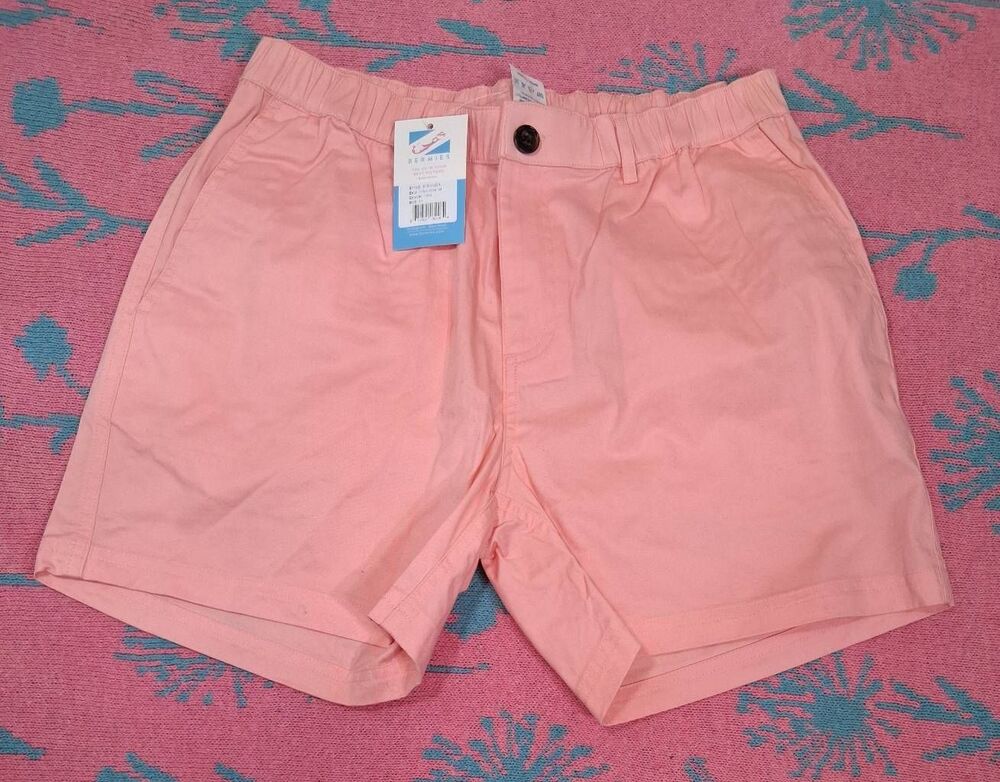Bermies mens size 30 bermuda shorts salmon pink cotton